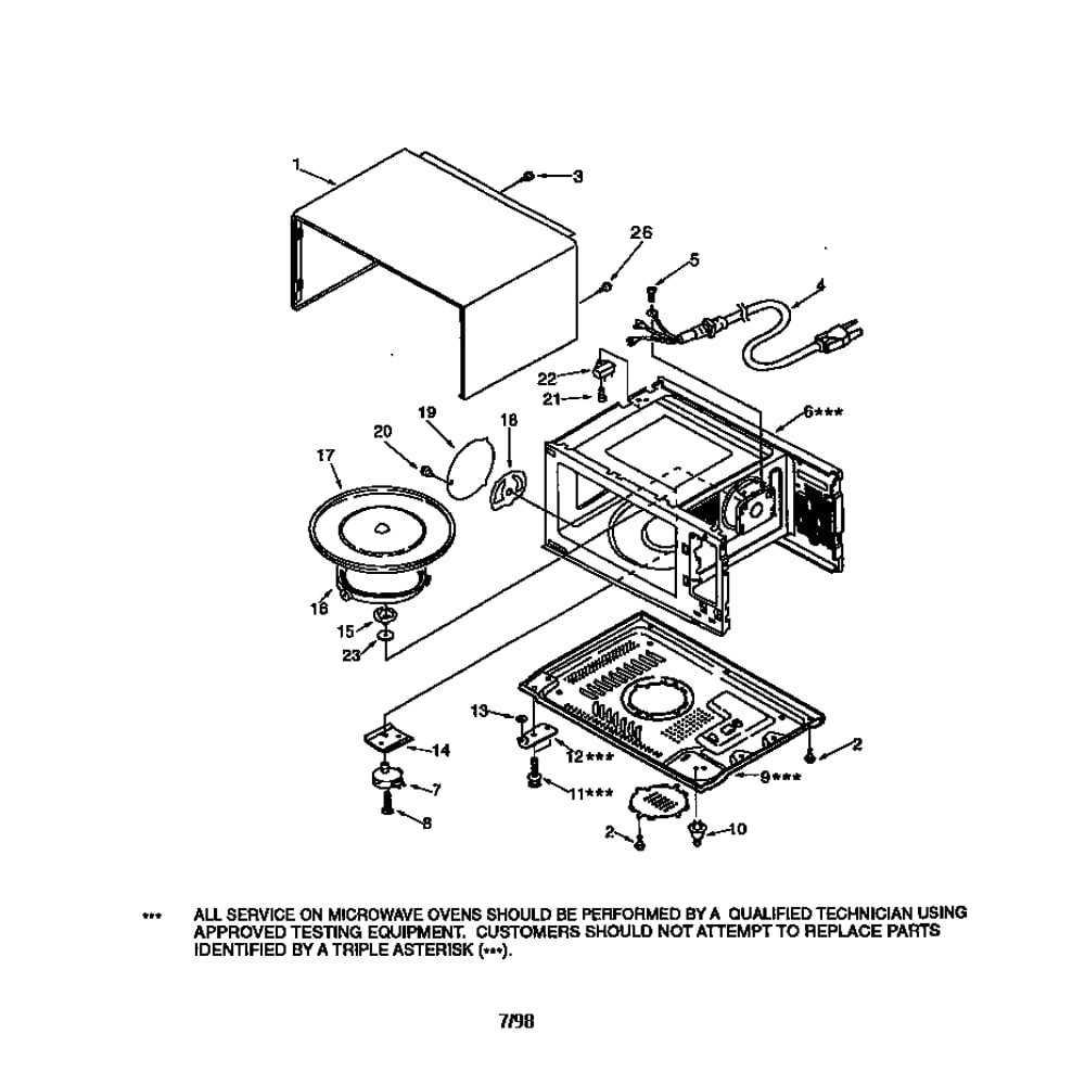 Cabinet Diagram and Parts List for 56568200791  Kenmore Microwave