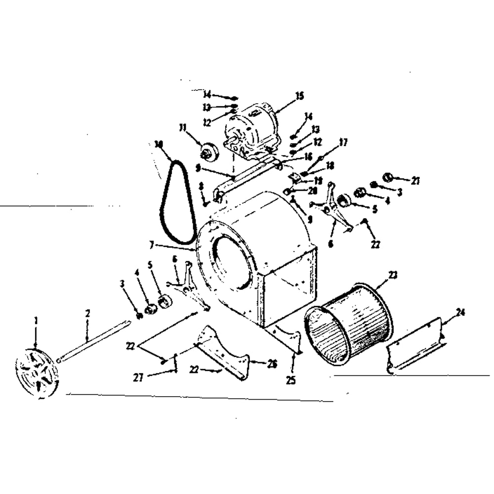 Lau Blower Assembly Diagram and Parts List for 8676431  Kenmore Heater