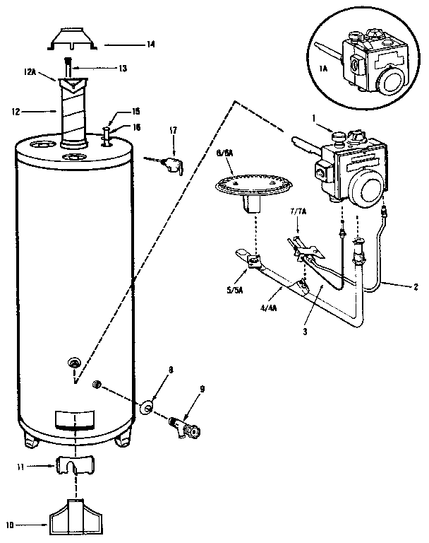 Replacement parts Diagram and Parts List for 3347  Kenmore Water Heater
