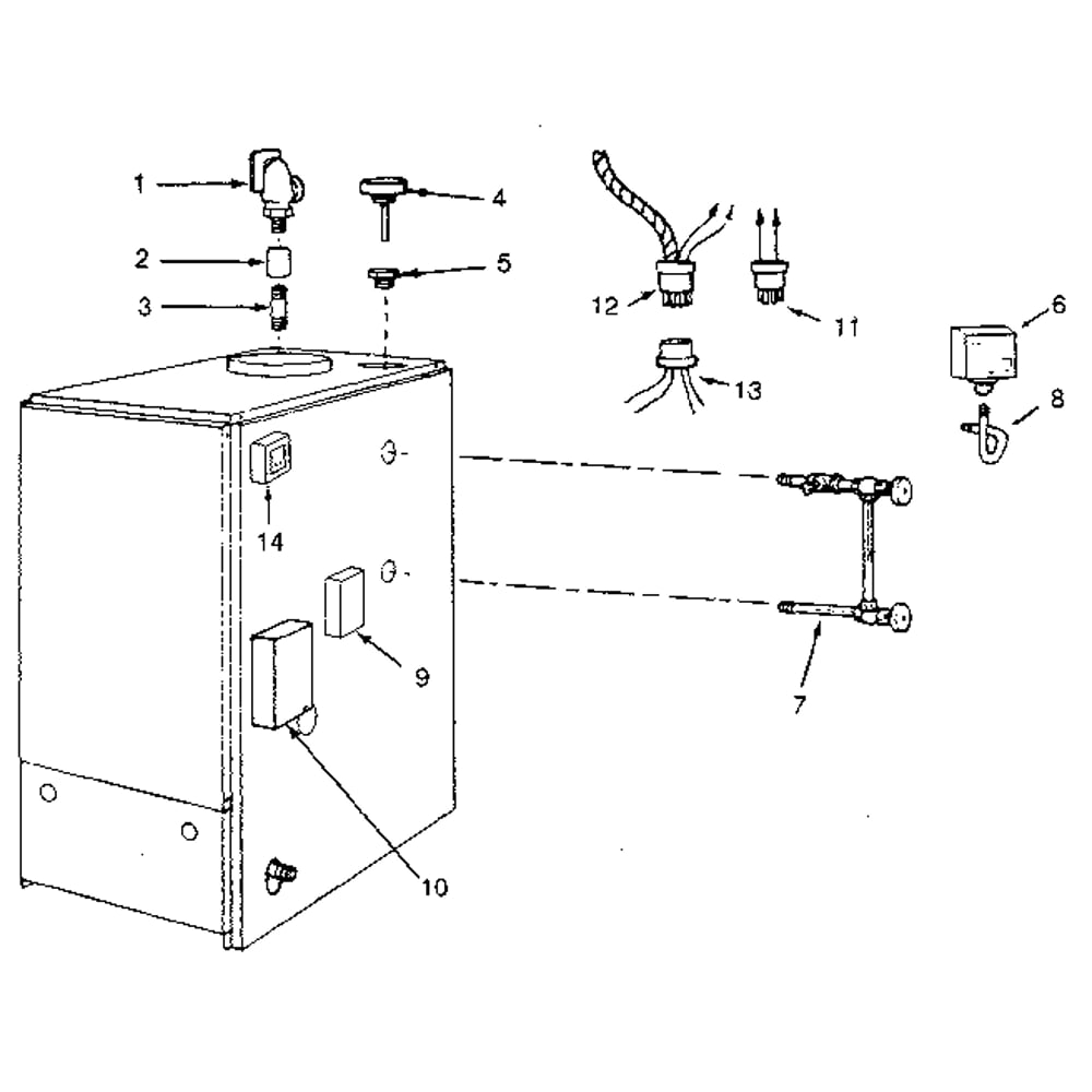 Pressure And Glass Gauge Assembly Diagram and Parts List for 229965271  Kenmore Water Heater