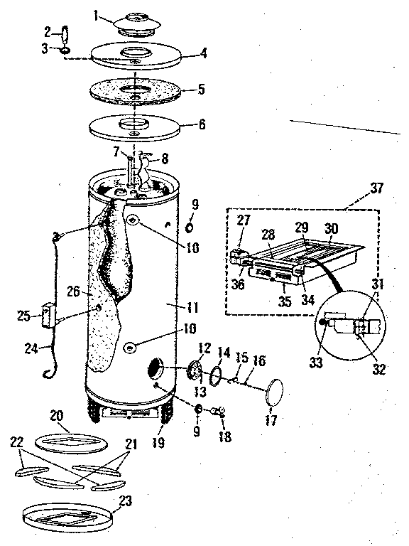 Replacement parts Diagram and Parts List for 220339900  Kenmore Water Heater