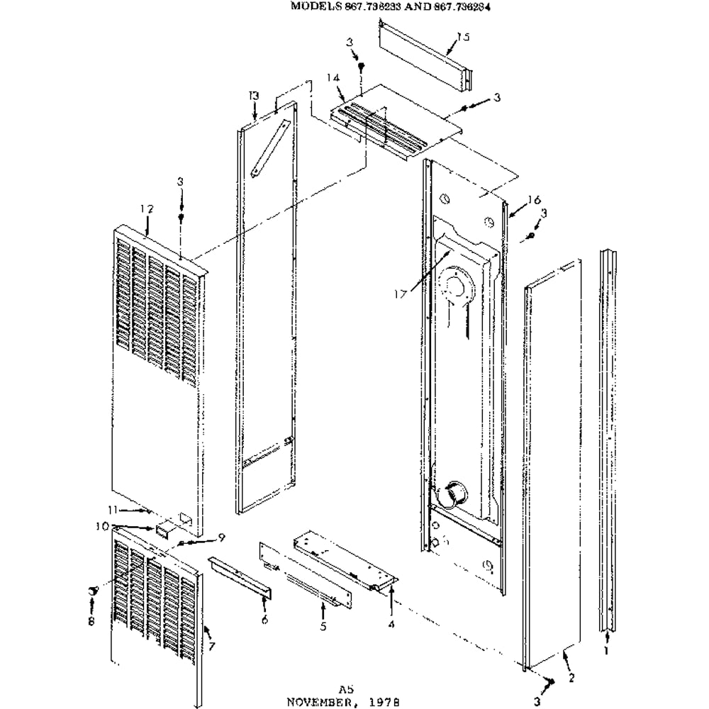 Non-Functional Replacement Parts Diagram and Parts List for 867736233  Kenmore Furnace
