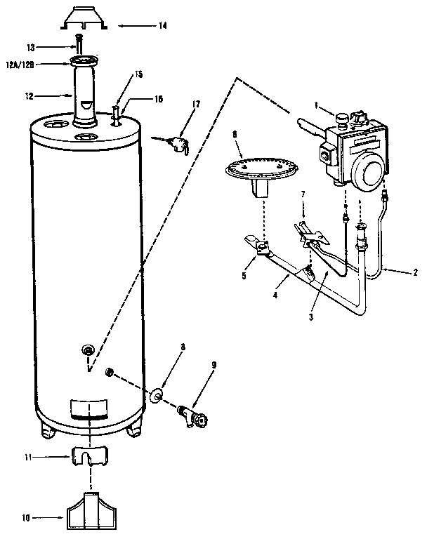 Functional replacement parts Diagram and Parts List for 220335300  Kenmore Water Heater