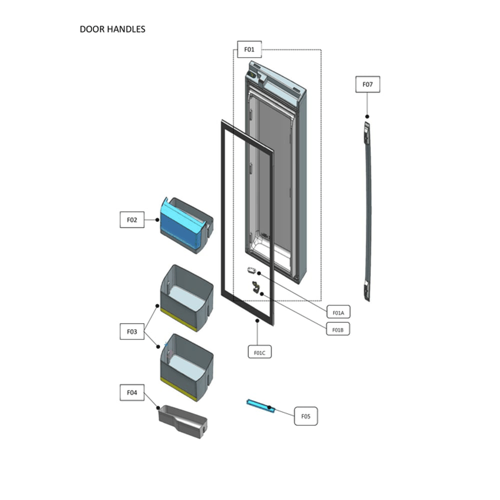 Refrigerator Door Handles Diagram and Parts List for 11173319120  Kenmore Refrigerator