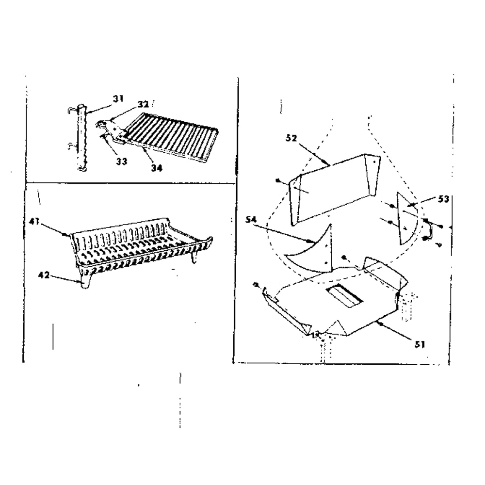 Barbecue Grid, Grate With Legs, Heat Shield Kit Diagram and Parts List for 155842842  Kenmore Fireplace & Insert