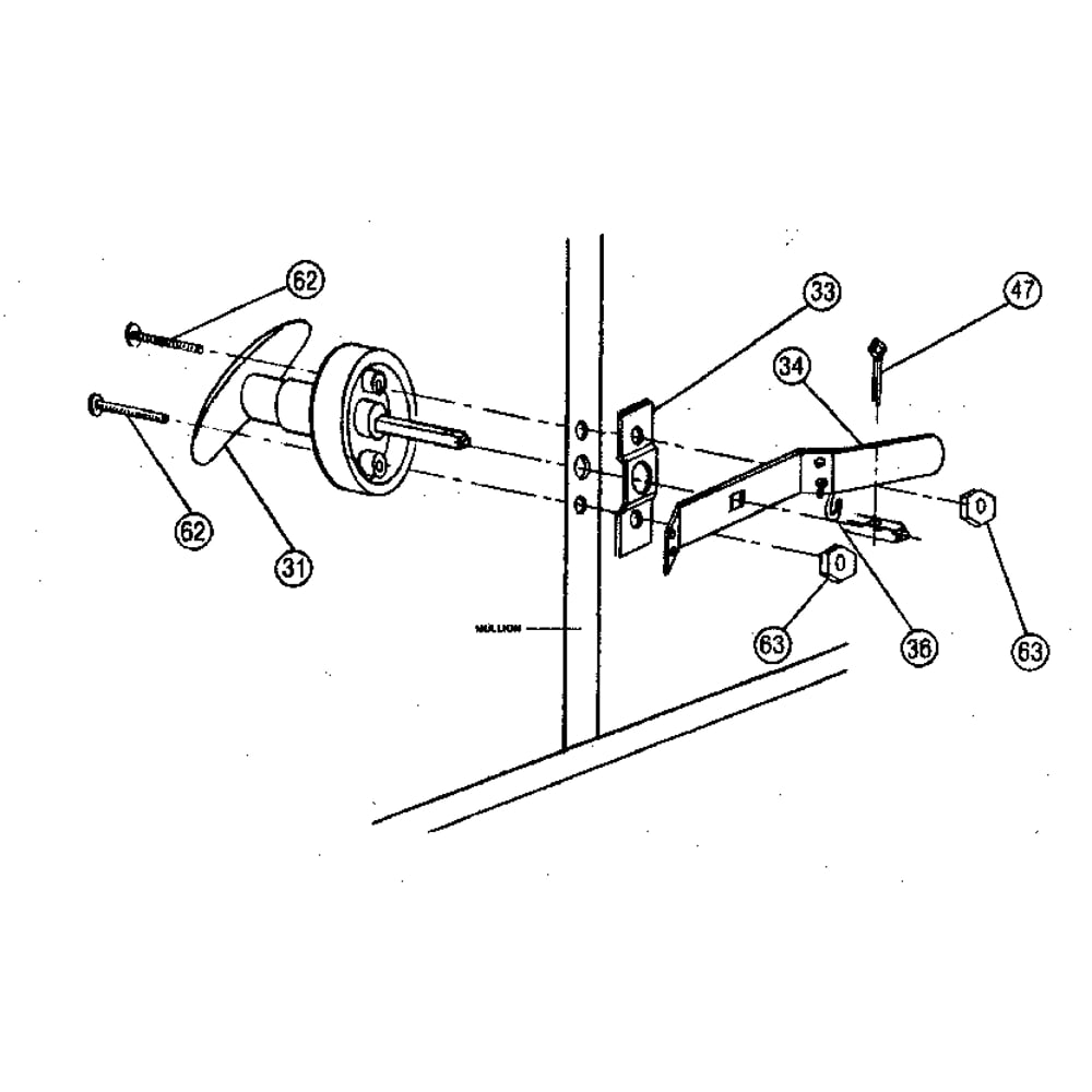 T Handle Lock Diagram and Parts List for 51467716  Kenmore Garage Door Opener