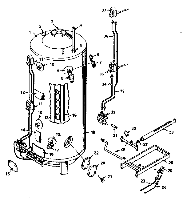 Replacement parts Diagram and Parts List for SE-100-199ET9  Kenmore Water Heater