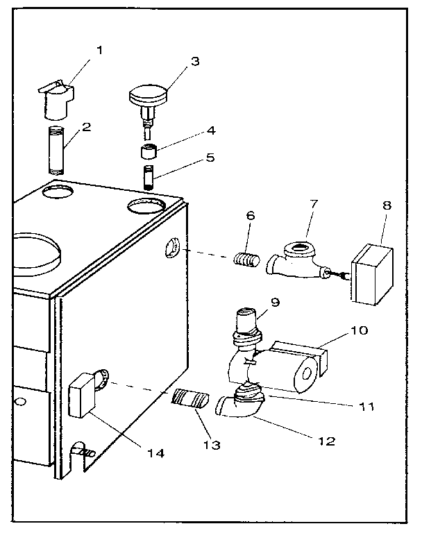 Boiler controls and piping Diagram and Parts List for 229960040  Kenmore Water Heater
