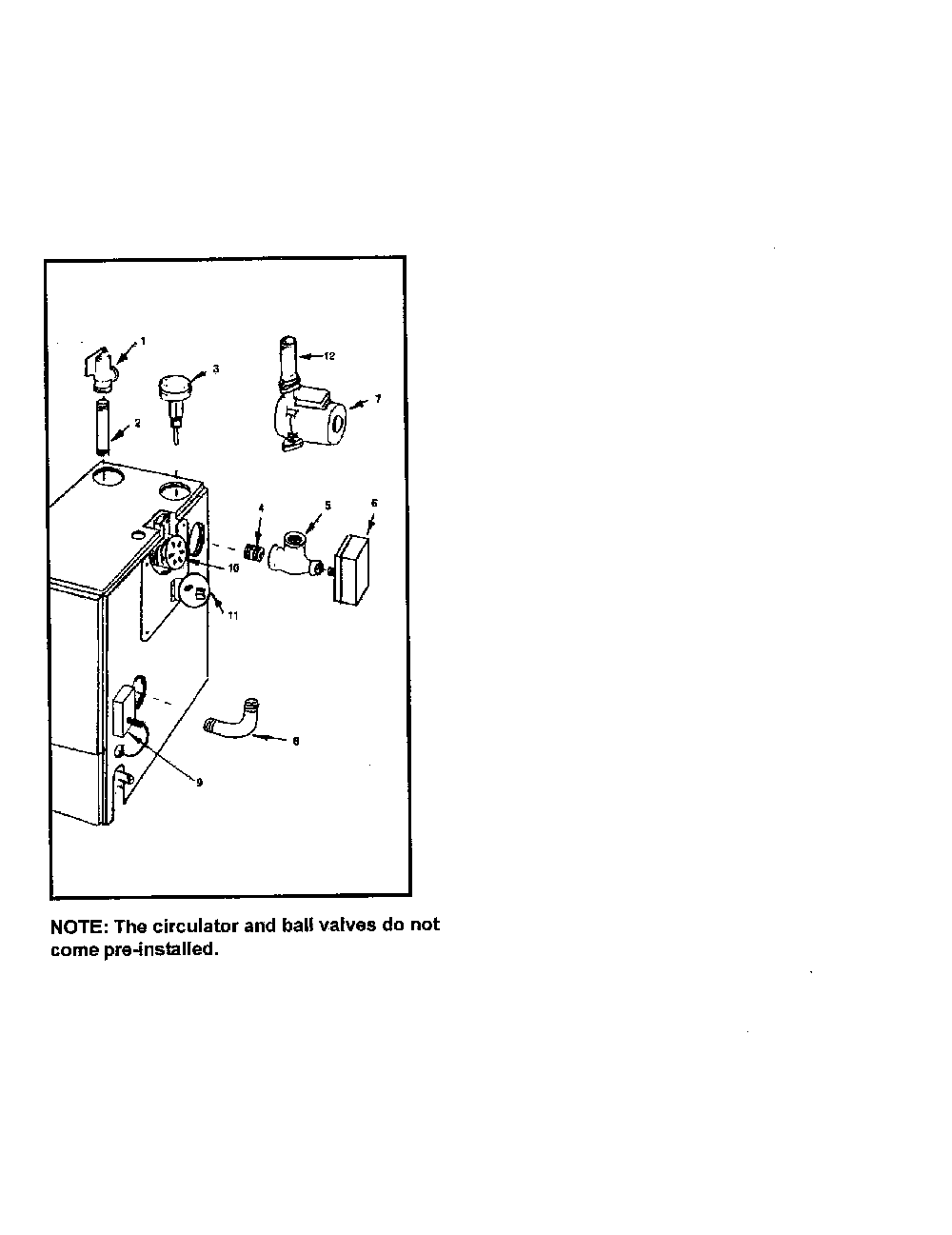 Boilers control and piping Diagram and Parts List for 229965370  Kenmore Water Heater