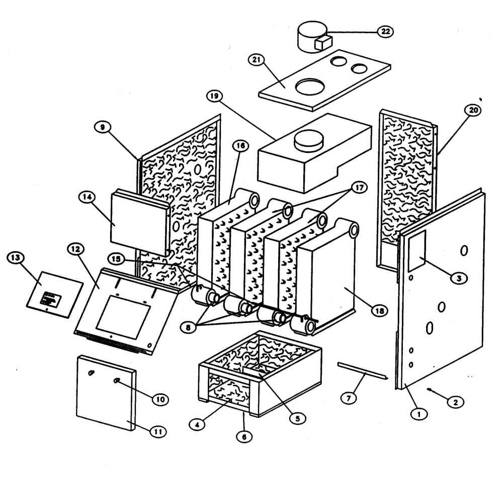 Jacket/Base Parts Diagram and Parts List for KWX-3V  Kenmore Water Heater