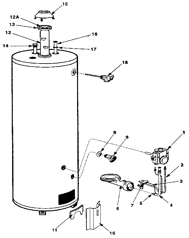 Replacement parts Diagram and Parts List for 220339800  Kenmore Water Heater