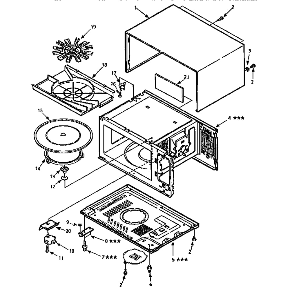 Cabinet Diagram and Parts List for 5658954790  Kenmore Microwave