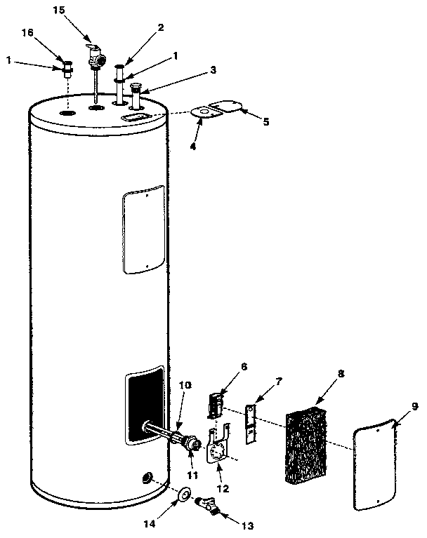 Replacement parts Diagram and Parts List for 220310400  Kenmore Water Heater