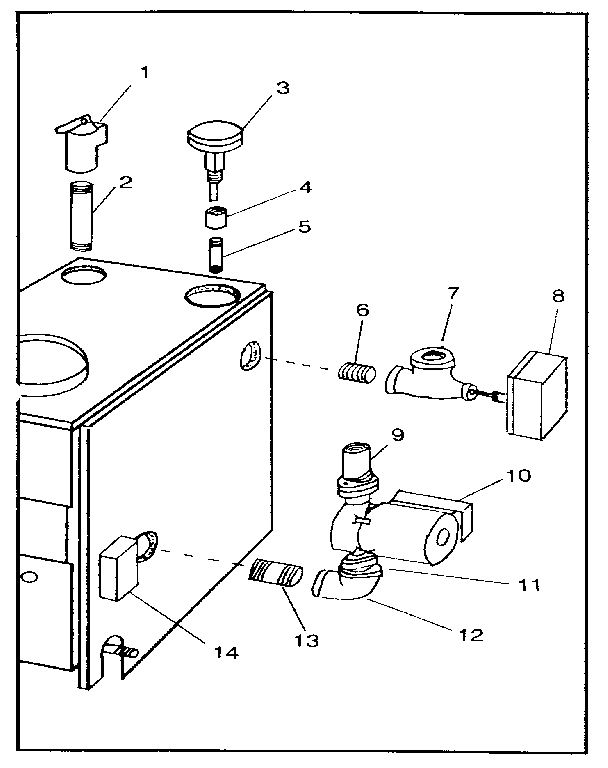 Boiler controls and piping Diagram and Parts List for 22996469  Kenmore Water Heater