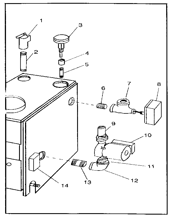 Grundfos circulator Diagram and Parts List for 22996467  Kenmore Water Heater