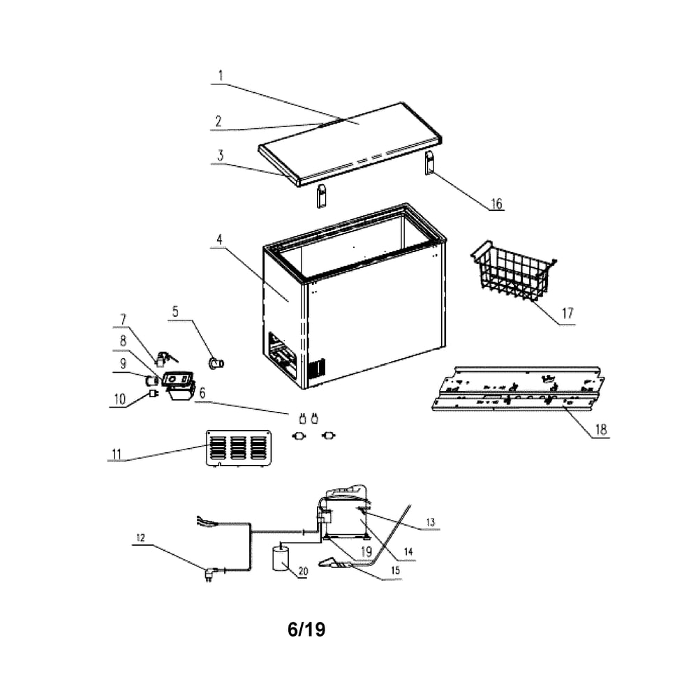 Freezer Diagram and Parts List for 11117992910  Kenmore Freezer