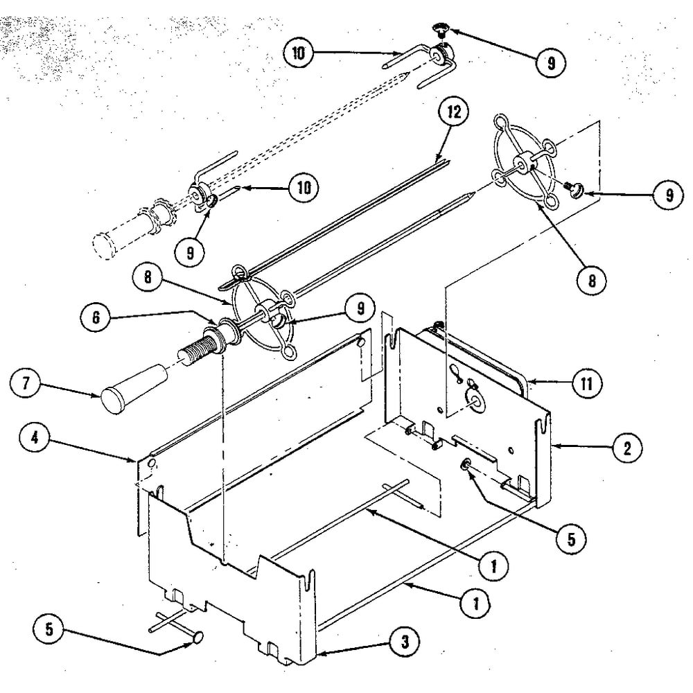 Shish Kebab Diagram and Parts List for 22602  Kenmore Range