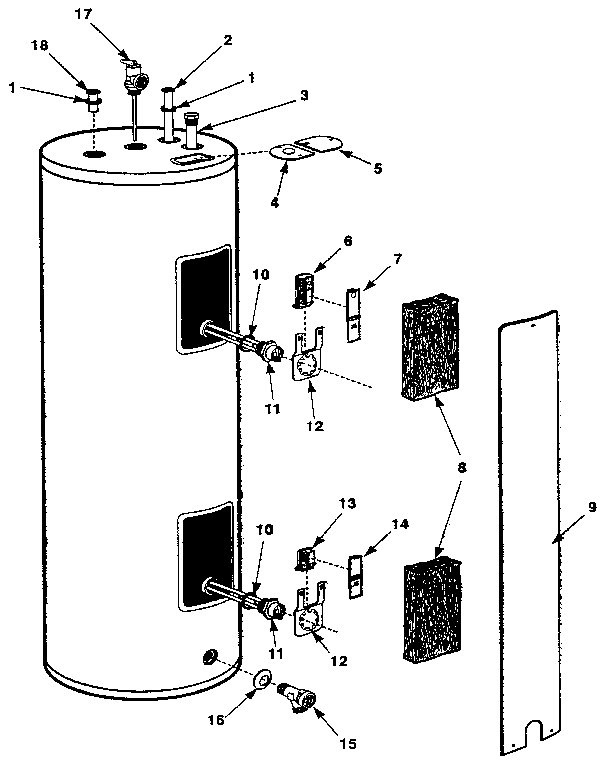 Replacement parts Diagram and Parts List for 220317500  Kenmore Water Heater