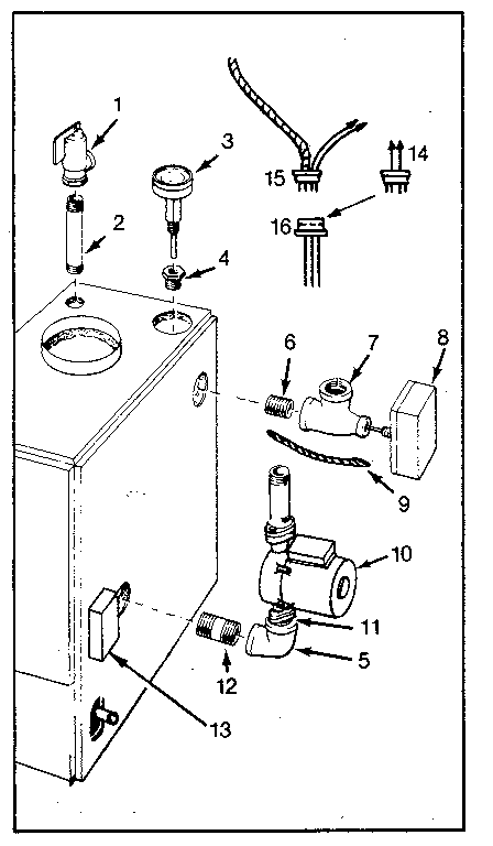 Boiler controls Diagram and Parts List for 229964241  Kenmore Water Heater