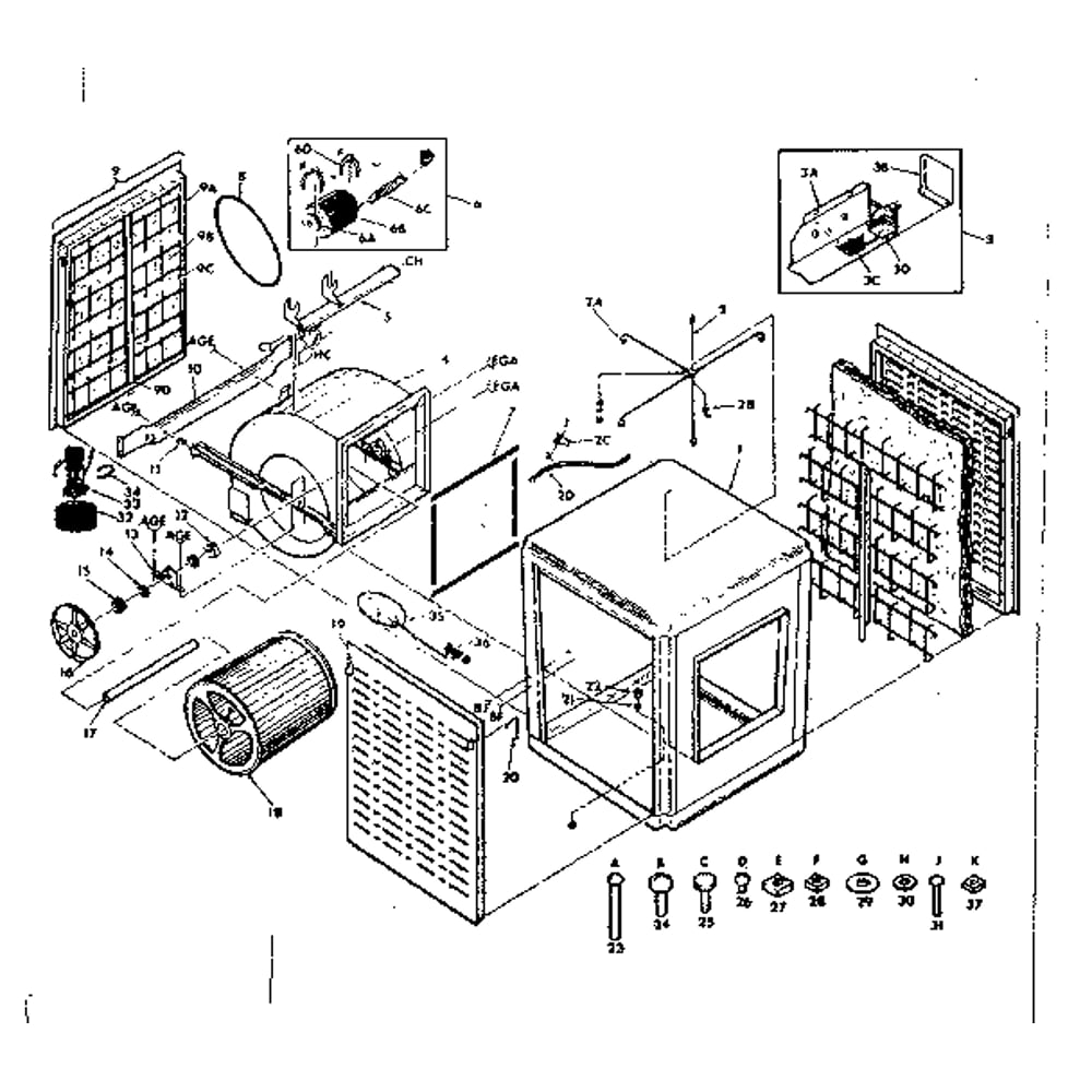 Air Cooler Diagram and Parts List for 5656132  Kenmore Air Conditioner