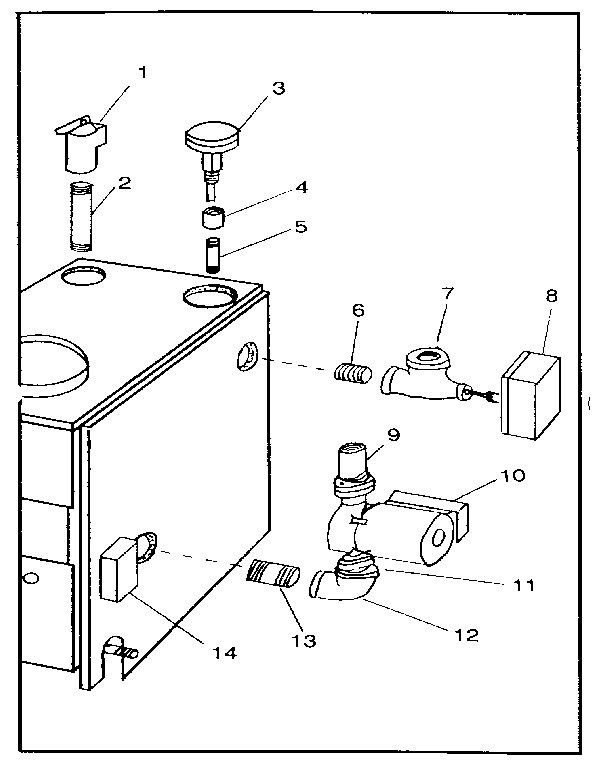 Boiler controls and piping Diagram and Parts List for 22996465  Kenmore Water Heater
