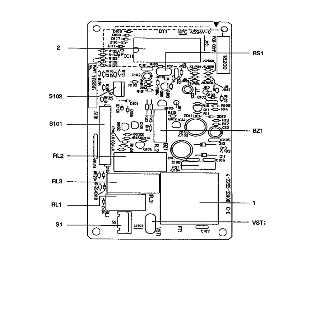 Power/Control Circuit Board Diagram and Parts List for 56568200791  Kenmore Microwave