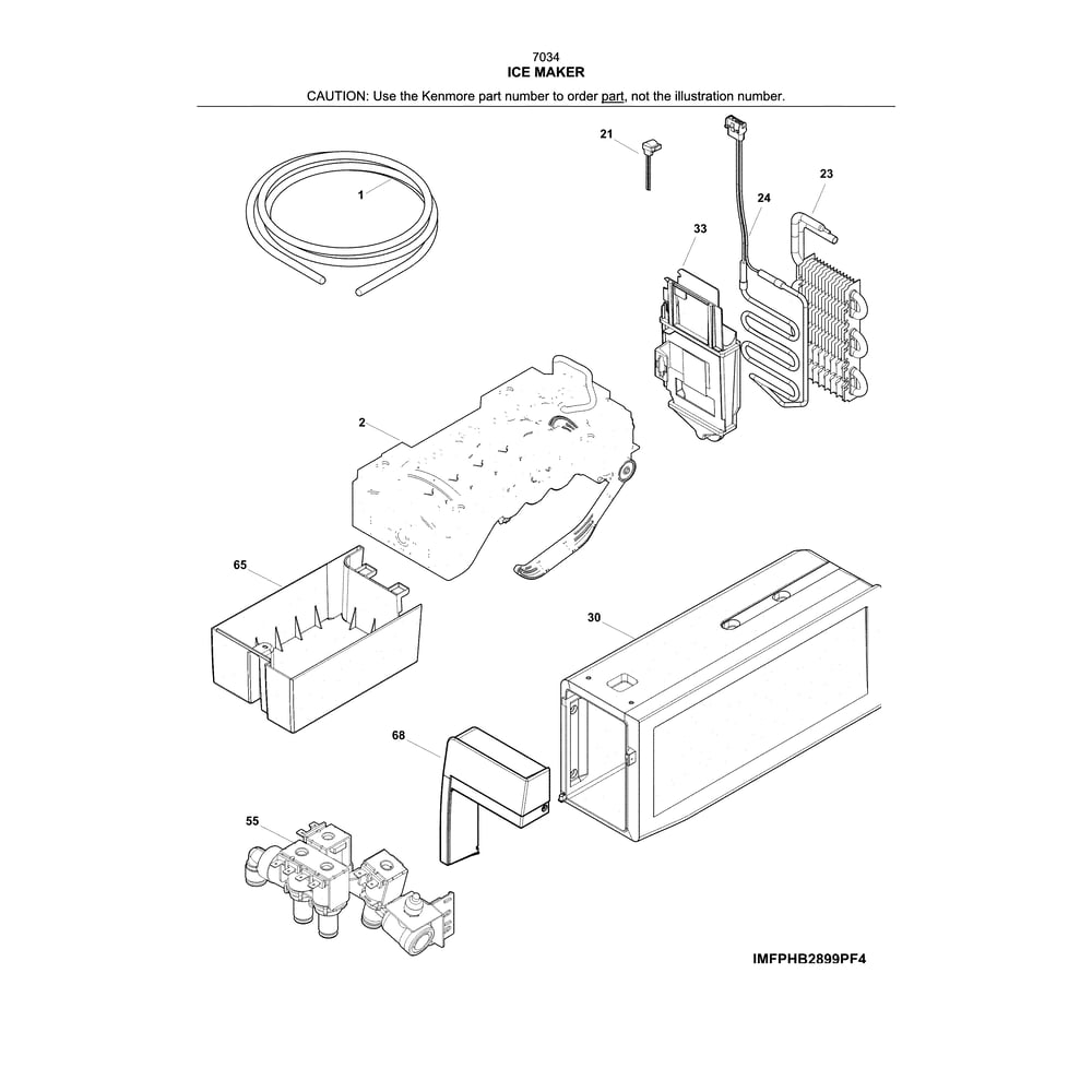 Ice Maker Diagram and Parts List for 2537034341E  Kenmore Refrigerator