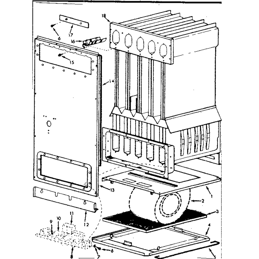 Heat Exchanger Diagram and Parts List for 867762650  Kenmore Furnace