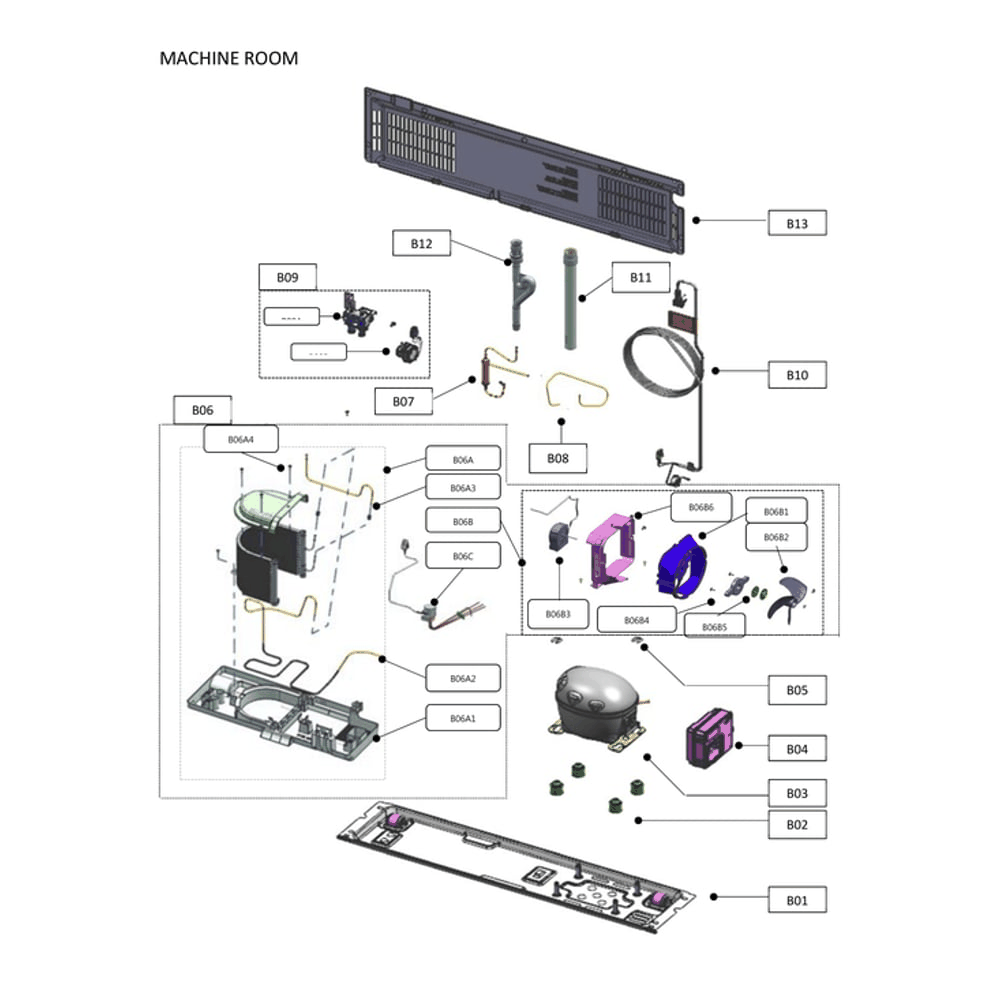Machine Room Diagram and Parts List for 11173319120  Kenmore Refrigerator