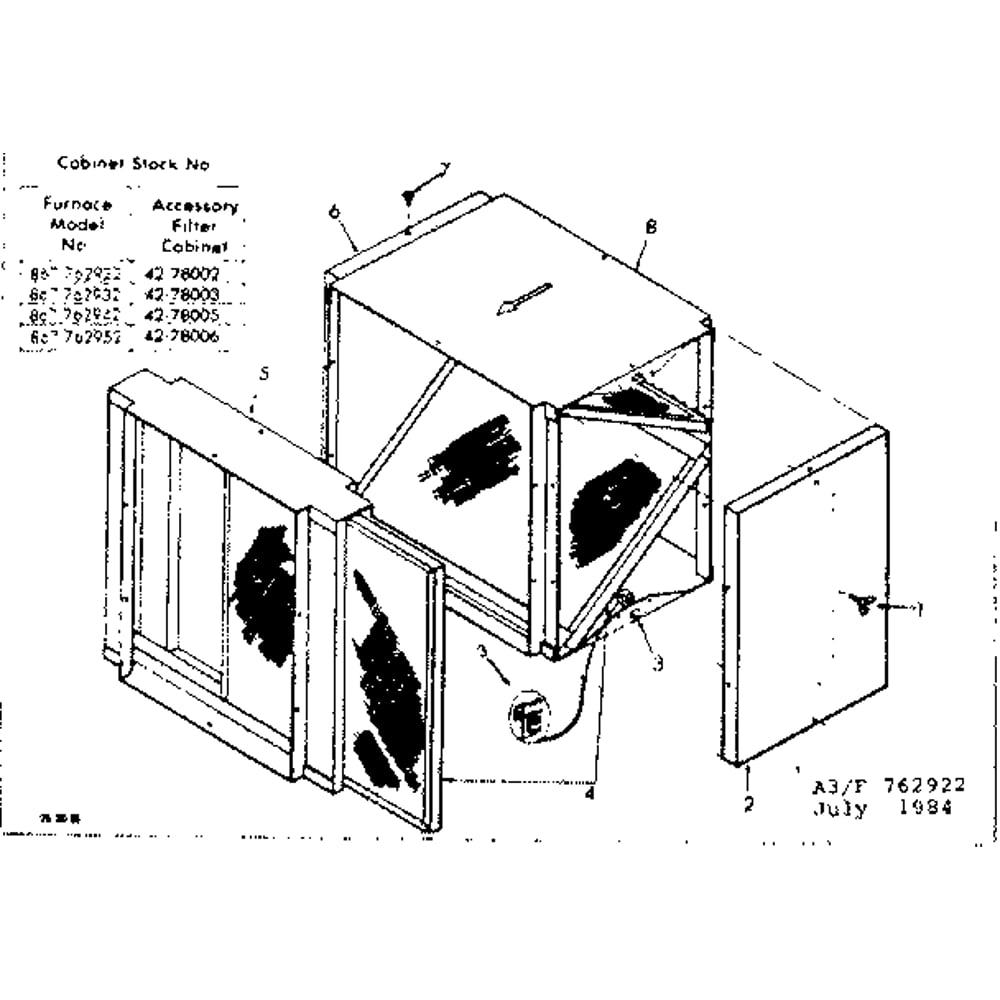 Cabinet Diagram and Parts List for 867762952  Kenmore Furnace