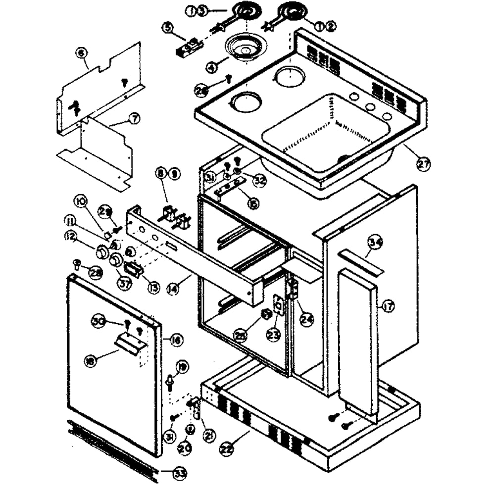 Cabinet And Electrical System Parts Diagram and Parts List for 6127986323115V  Kenmore Refrigerator