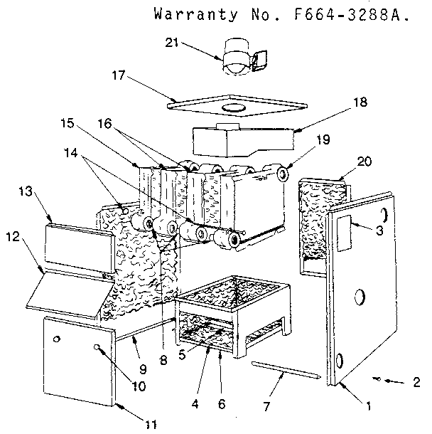 Jacket - section and base Diagram and Parts List for 229964340  Kenmore Water Heater