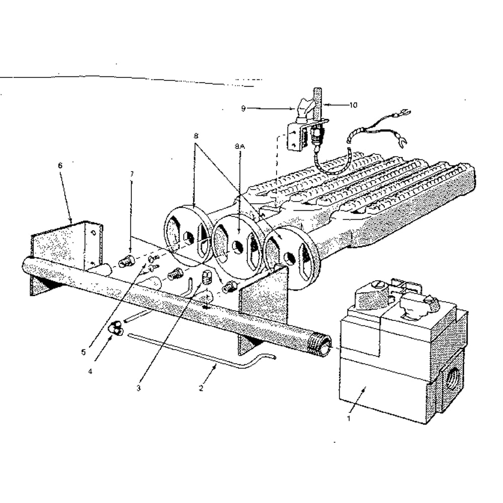 Gas Burners And Manifold Parts Diagram and Parts List for 22996147  Kenmore Water Heater