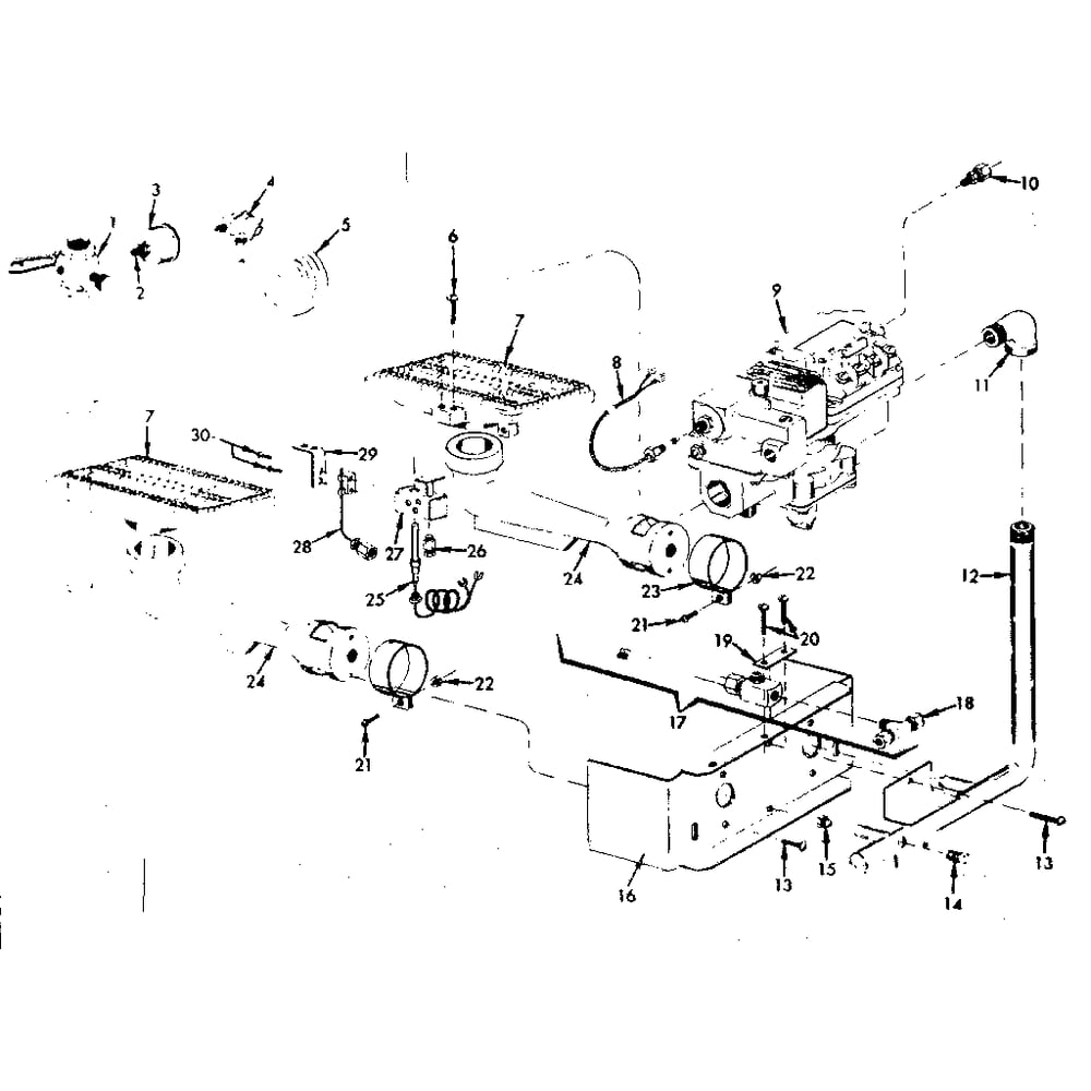 Burner & Manifold Assembly 1 Diagram and Parts List for 8677244  Kenmore Water Heater