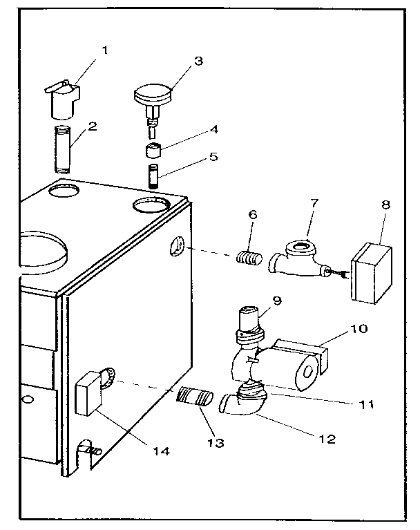 Boiler controls and piping Diagram and Parts List for 22996466  Kenmore Water Heater