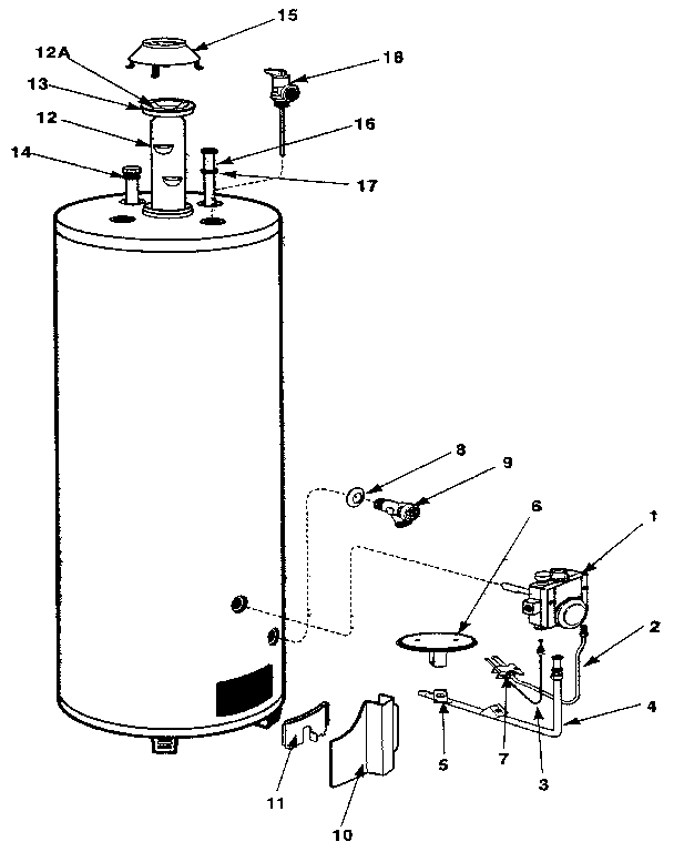 Replacement parts Diagram and Parts List for 220339200  Kenmore Water Heater