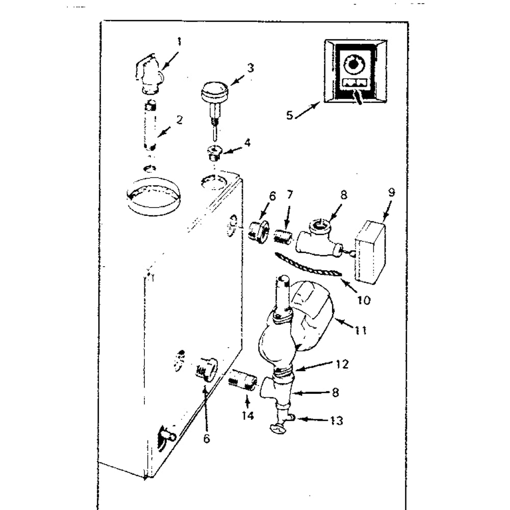 Boiler Controls Diagram and Parts List for 22996147  Kenmore Water Heater