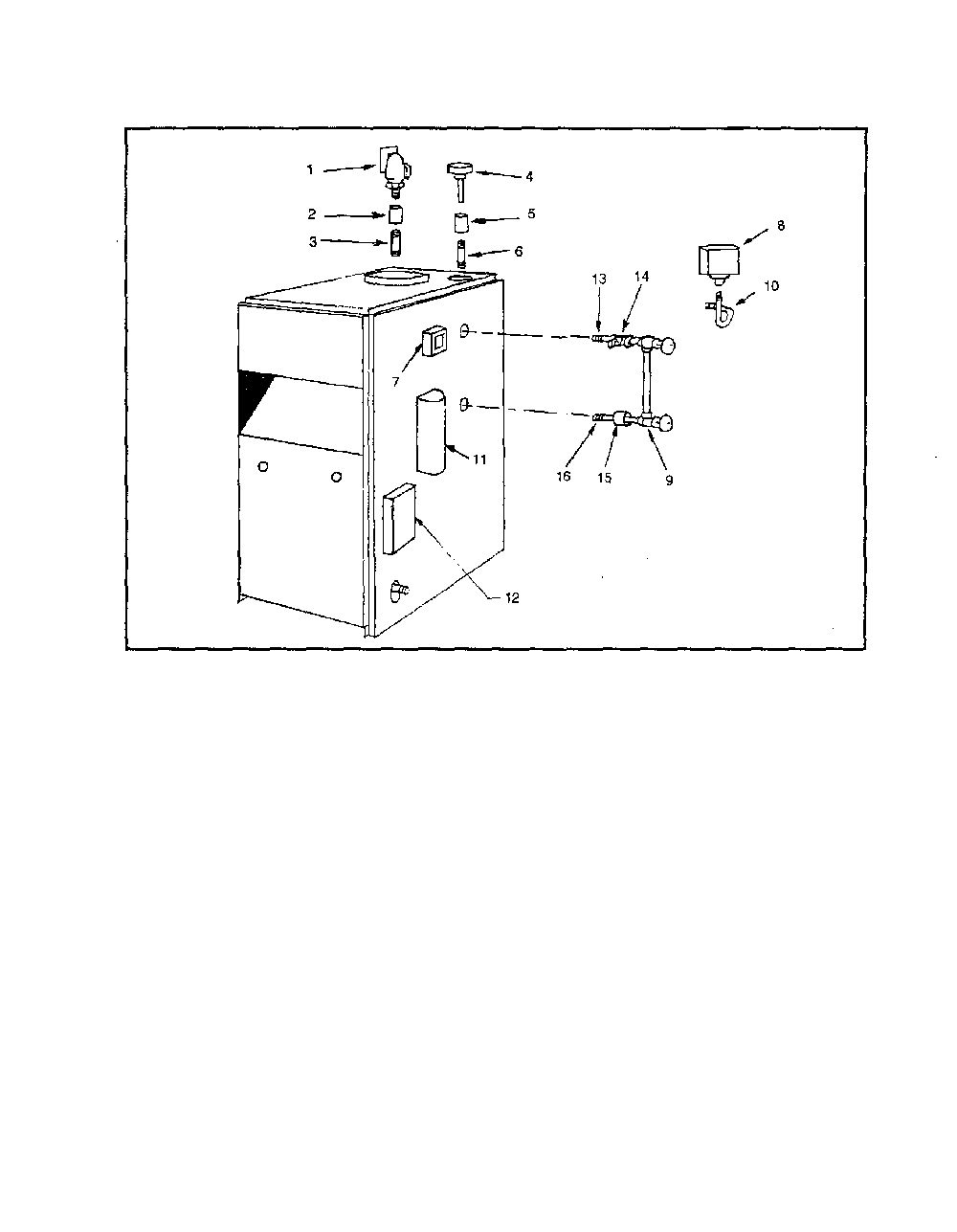 Boiler controls/piping Diagram and Parts List for 229960270  Kenmore Water Heater
