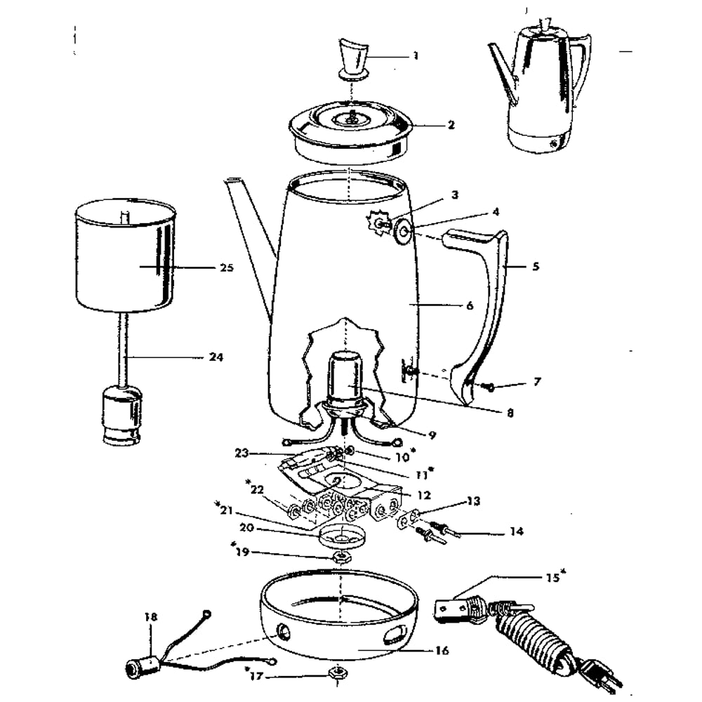 Replacement Parts Diagram and Parts List for 57167070  Kenmore Coffee Maker