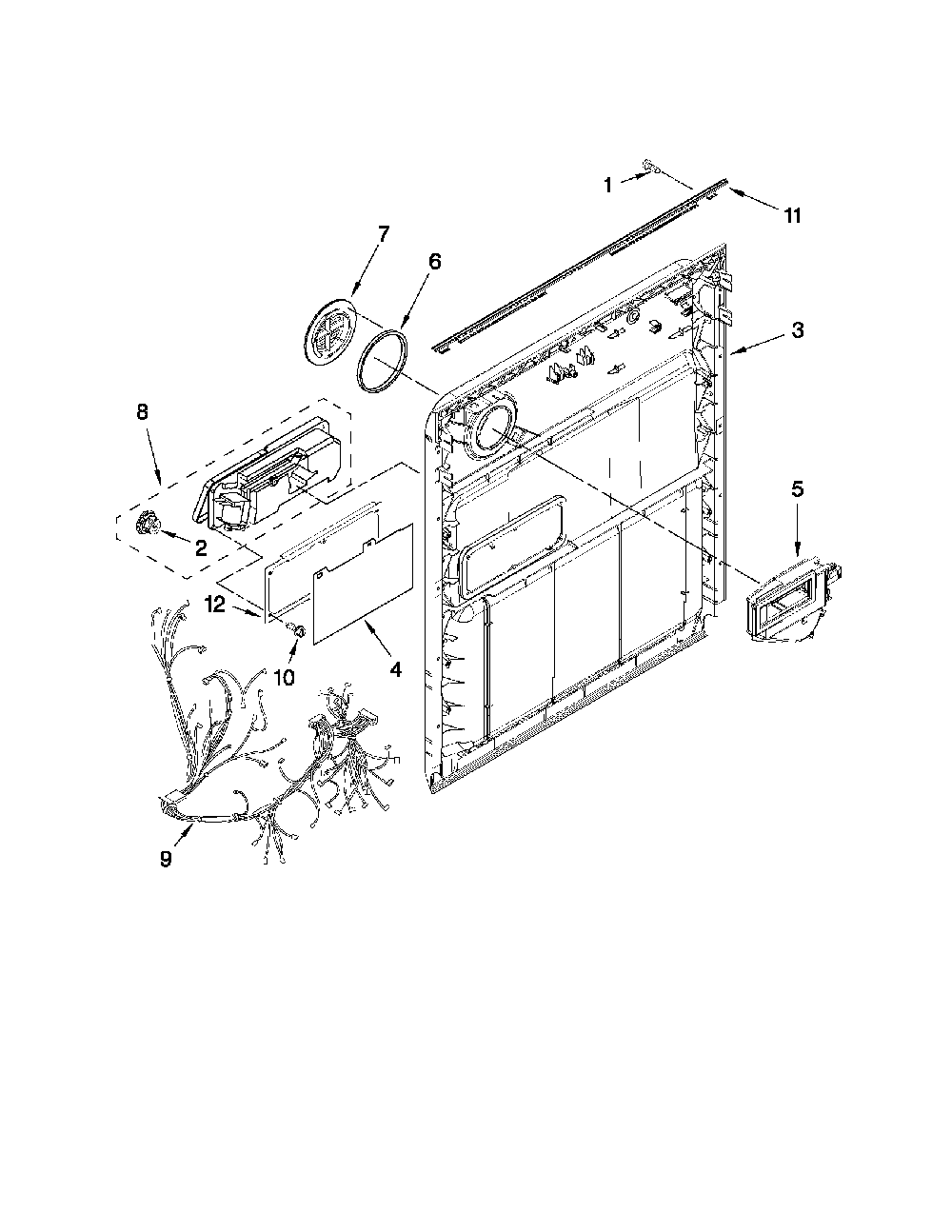 Inner door parts Diagram and Parts List for 66213032K112  Kenmore Dishwasher