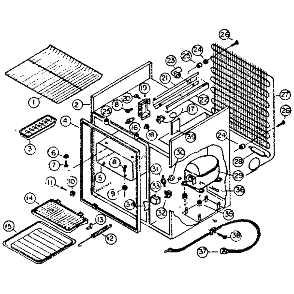 Refrigeration System And Cabinet Parts Diagram and Parts List for 6127986323115V  Kenmore Refrigerator