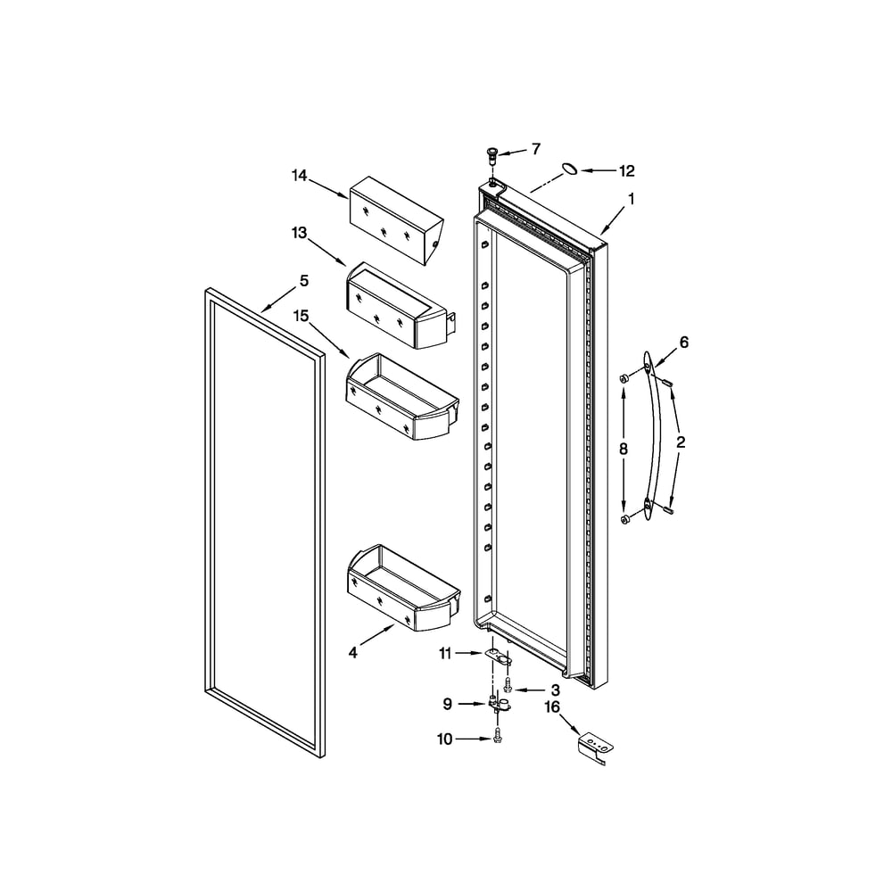 Refrigerator Door Parts Diagram and Parts List for 10651159112  Kenmore Refrigerator