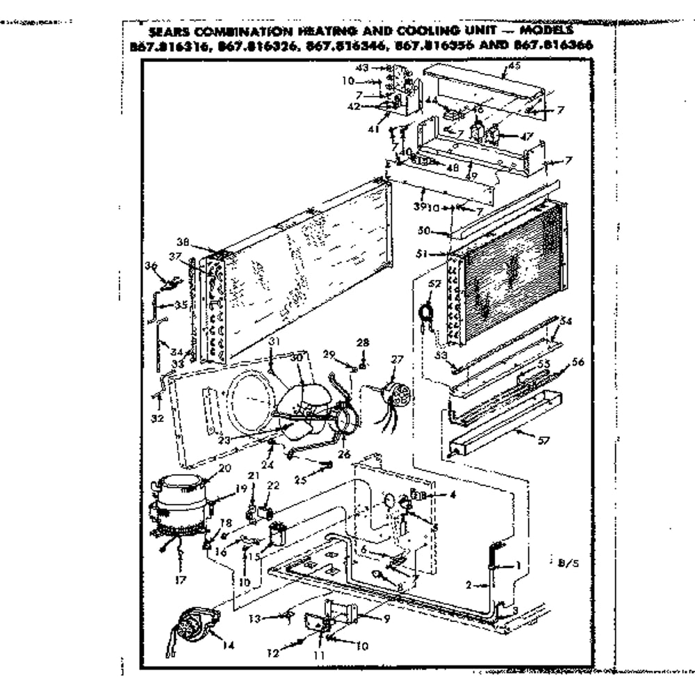 Functional Replacement Parts Diagram and Parts List for 867816356  Kenmore Air Conditioner