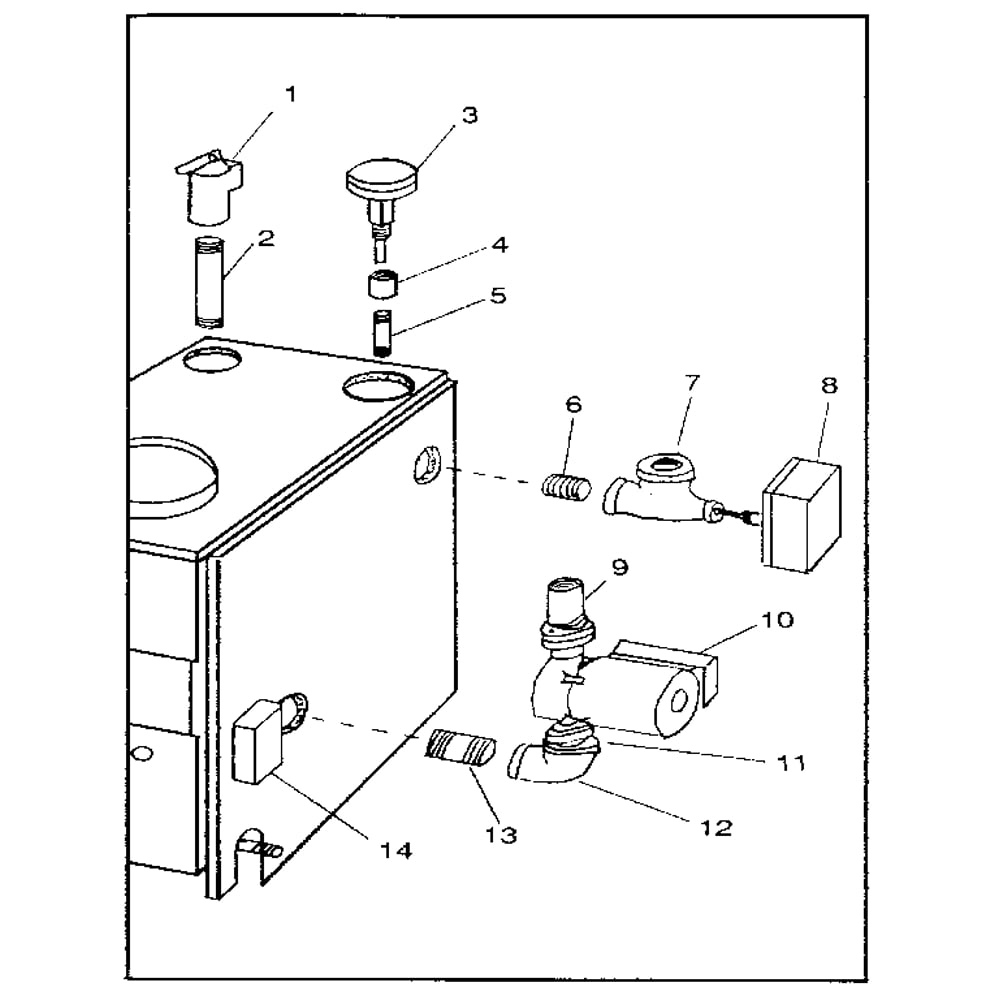 Boiler Controls And Piping Diagram and Parts List for 229960140  Kenmore Water Heater