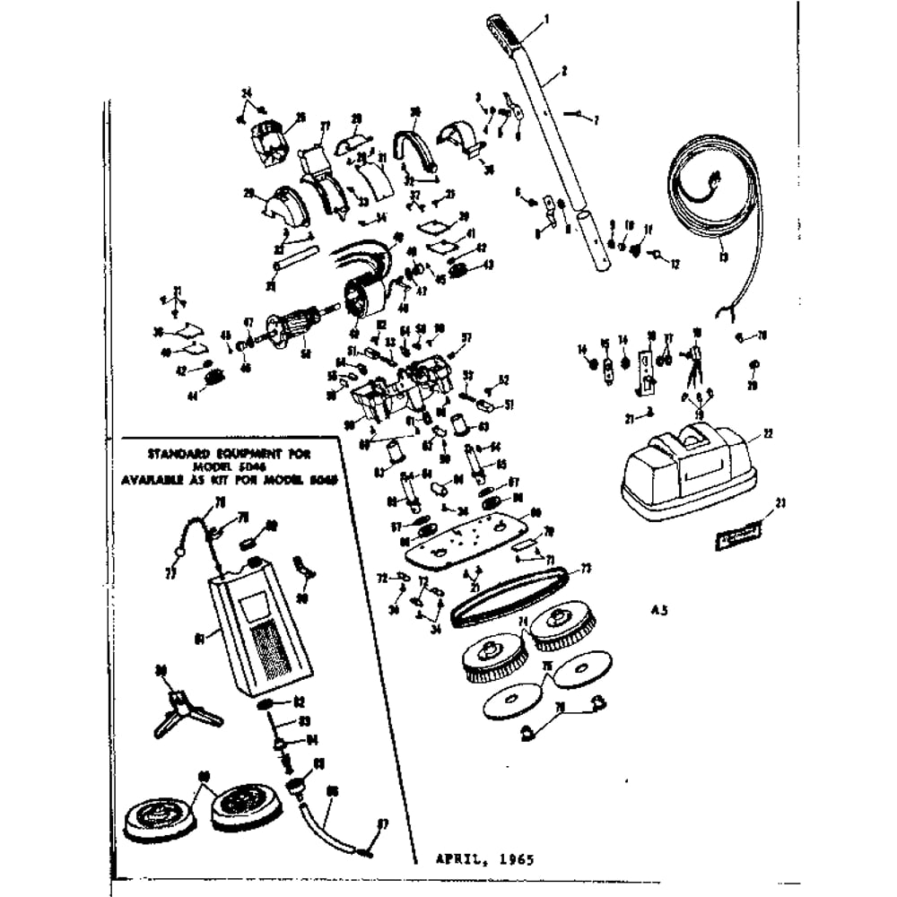 Unit Parts Diagram and Parts List for 1005046  Kenmore Polisher Buffer
