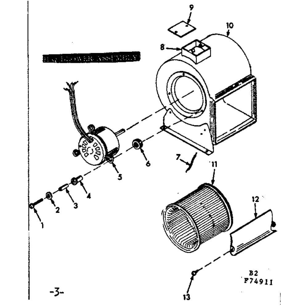 Hq Blower Assembly Diagram and Parts List for 86774911  Kenmore Air Conditioner