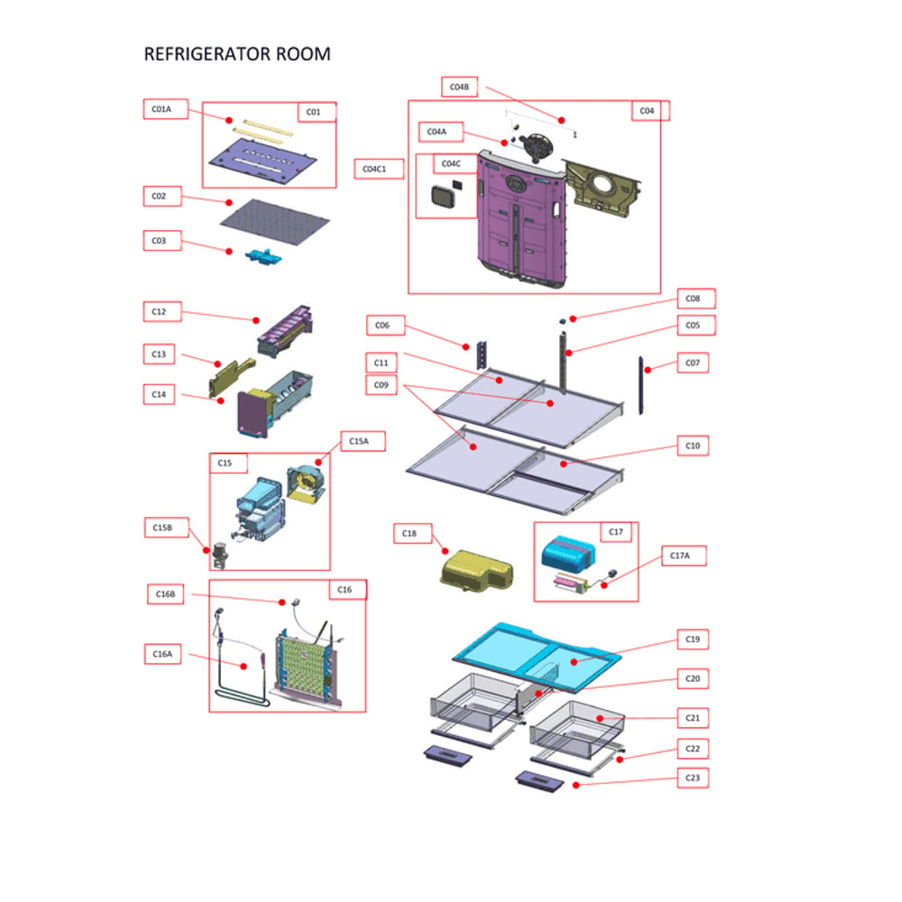 Refrigerator Room Diagram and Parts List for 11172699120  Kenmore Refrigerator