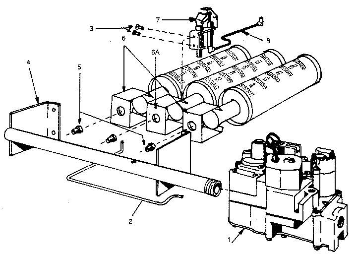 Burner assembly Diagram and Parts List for 229964432  Kenmore Water Heater