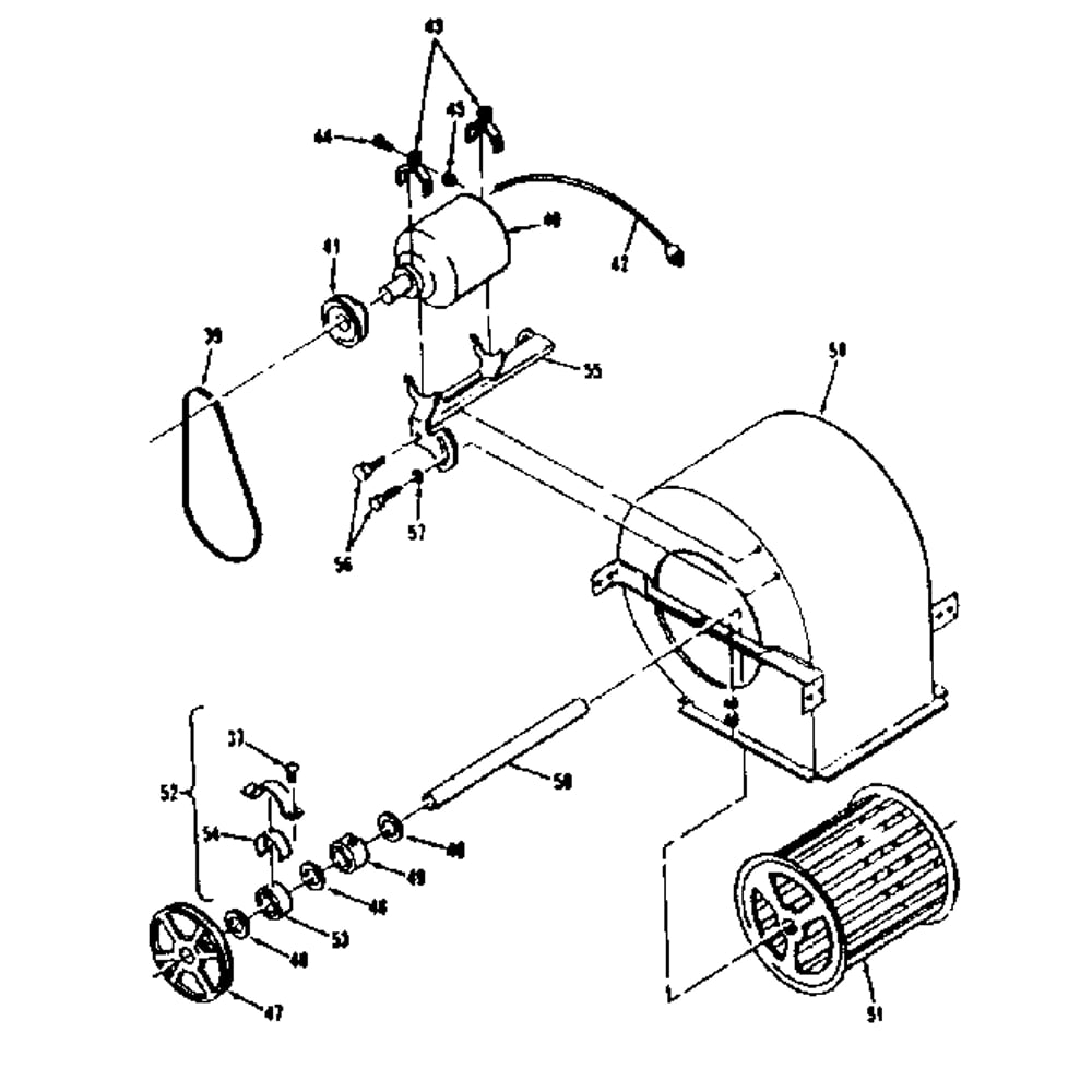 Blower Assembly Diagram and Parts List for 565615200  Kenmore Air Conditioner