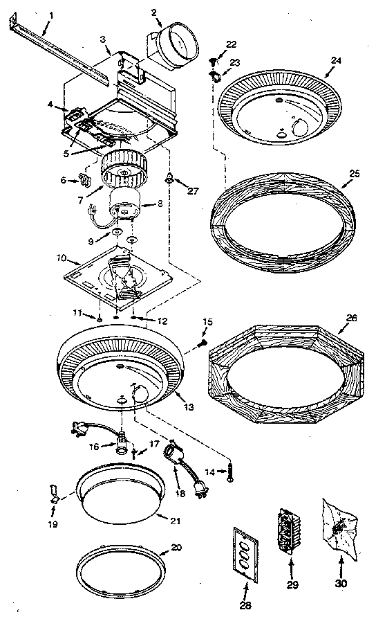 Replacement parts Diagram and Parts List for 9867  Kenmore Ceiling Fan